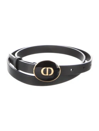 Pre-owned Dior Skinny Leather Belt In Black