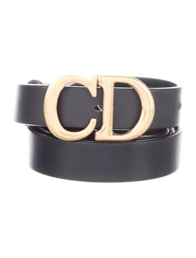 Pre-owned Dior Skinny Leather Belt In Black