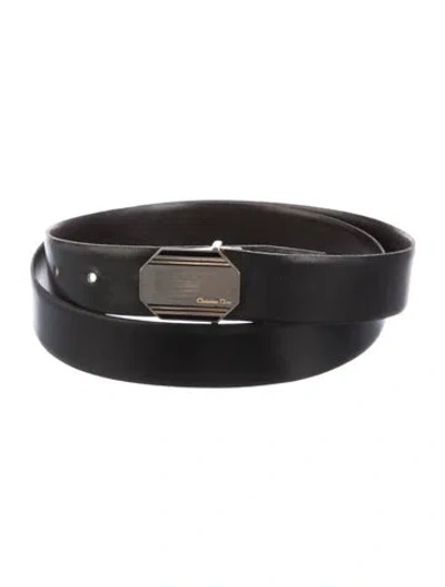 Pre-owned Dior Skinny Leather Belt In Black