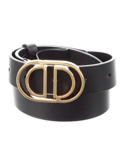 Pre-owned Dior Skinny Leather Belt In Black