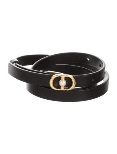 Pre-owned Dior Skinny Leather Belt In Black