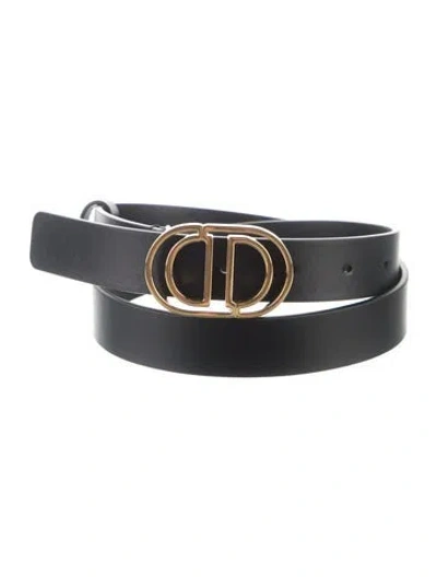 Pre-owned Dior Skinny Leather Belt In Black