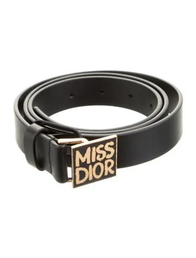 Pre-owned Dior Skinny Leather Belt In Black
