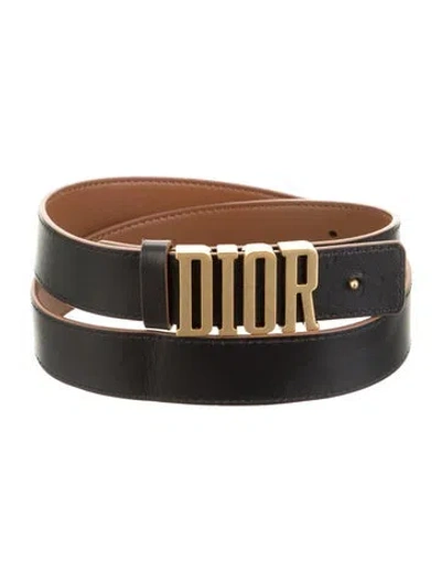Pre-owned Dior Skinny Leather Belt In Black