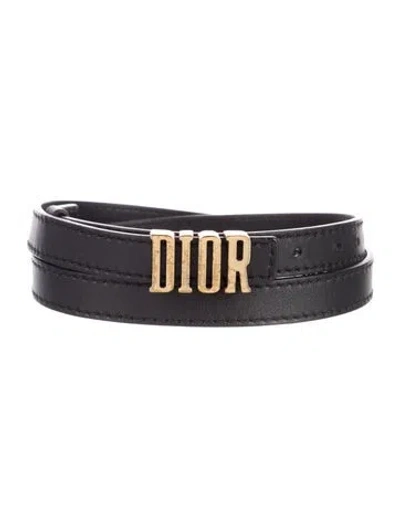 Pre-owned Dior Skinny Leather Belt In Black