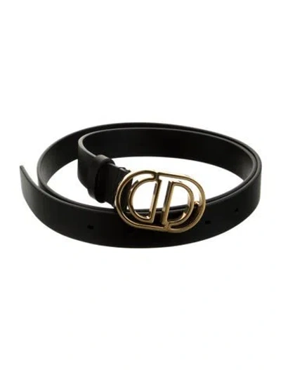 Pre-owned Dior Skinny Leather Belt In Black