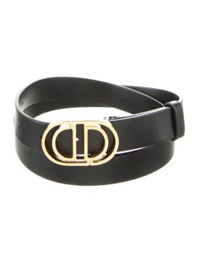 Pre-owned Dior Skinny Leather Belt In Black