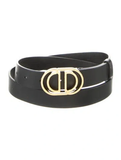 Pre-owned Dior Skinny Leather Belt In Black