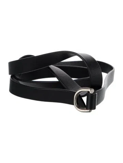 Pre-owned Dior Skinny Leather Belt In Black
