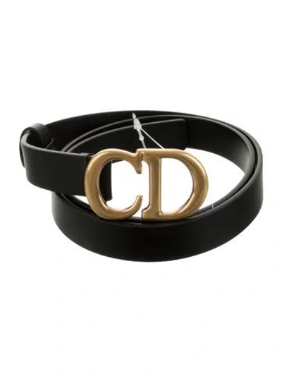 Pre-owned Dior Skinny Leather Belt In Black