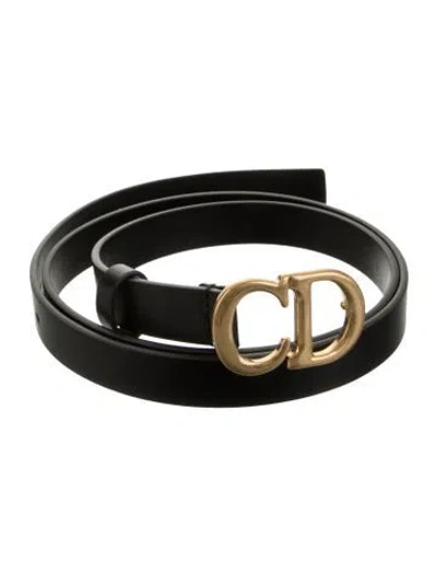 Pre-owned Dior Skinny Leather Belt In Black