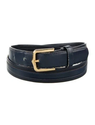 Pre-owned Dior Skinny Leather Belt In Blue