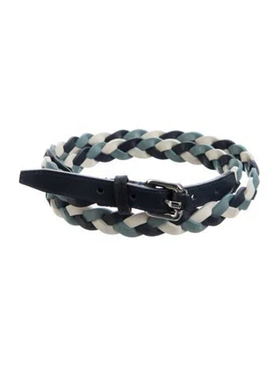 Pre-owned Dior Skinny Leather Belt In Blue