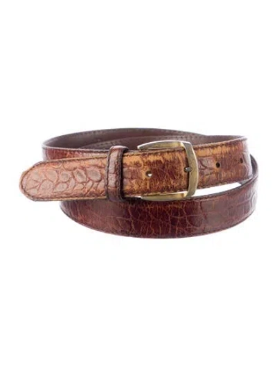 Pre-owned Dior Skinny Leather Belt In Brown