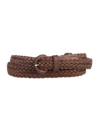 Pre-owned Dior Skinny Leather Belt In Brown