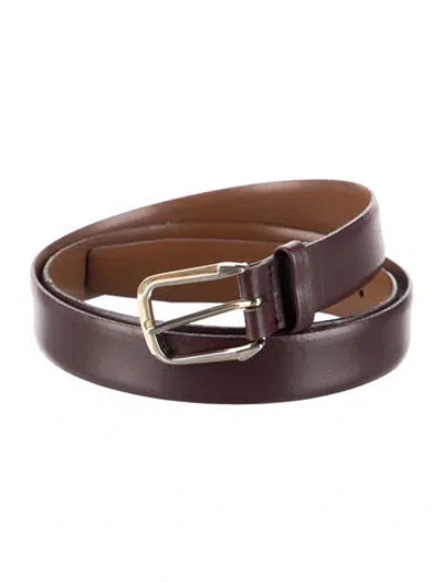 Pre-owned Dior Skinny Leather Belt In Burgundy
