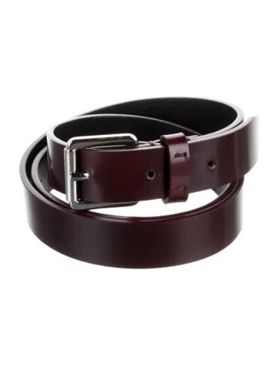 Pre-owned Dior Skinny Leather Belt In Burgundy