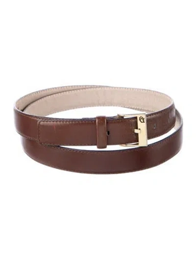 Pre-owned Dior Skinny Leather Belt Kit In Brown