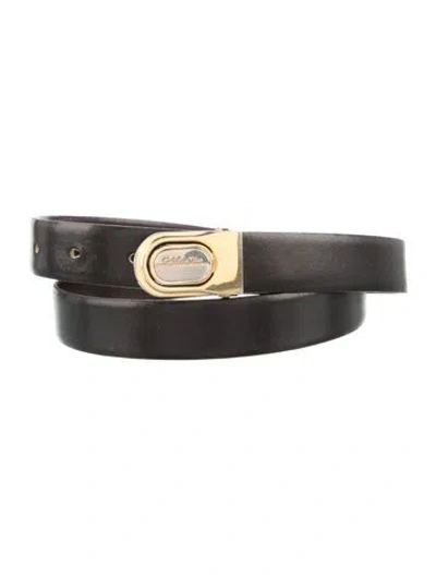 Pre-owned Dior Skinny Leather Belt Kit In Brown