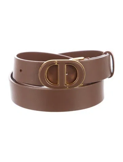 Pre-owned Dior Skinny Leather Belt Kit In Brown
