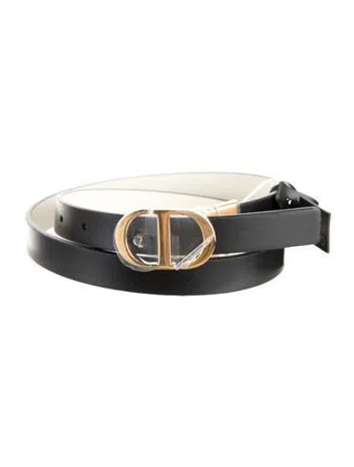 Pre-owned Dior Skinny Leather Belt W/ Tags In Black