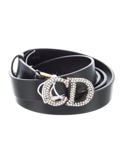 Pre-owned Dior Skinny Leather Belt W/ Tags In Black
