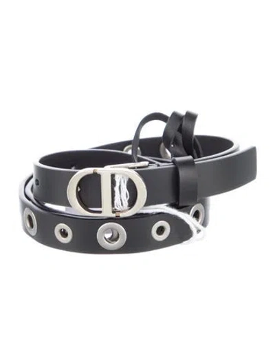 Pre-owned Dior Skinny Leather Belt W/ Tags In Black