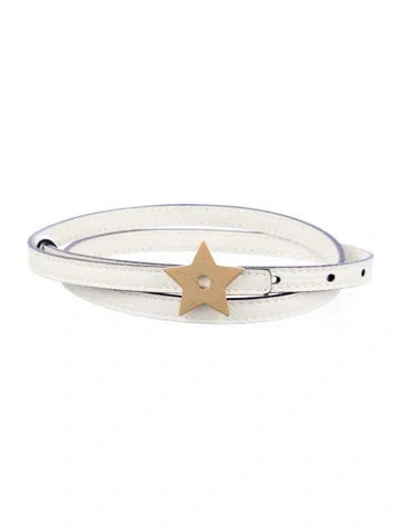 Pre-owned Dior Skinny Leather Belt In White