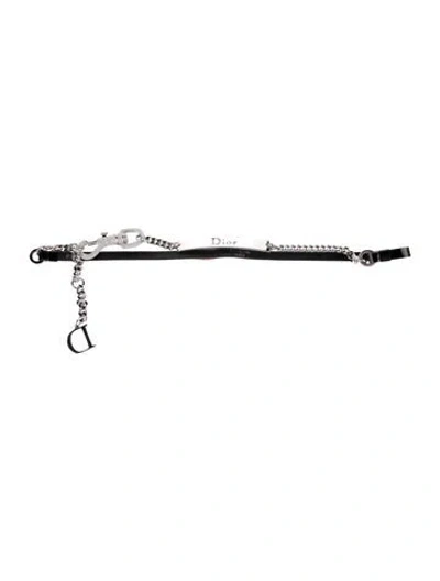 Pre-owned Dior Skinny Leather Chain-link Belt In Black