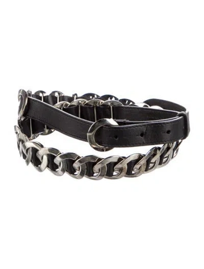 Pre-owned Dior Skinny Leather Waist Belt In Black