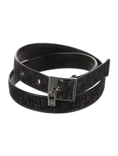 Pre-owned Dior Skinny Leather Waist Belt In Black