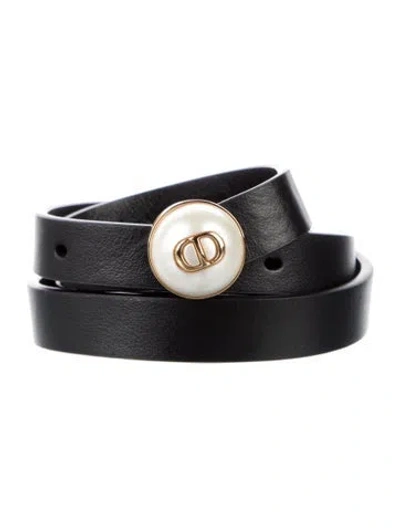 Pre-owned Dior Skinny Leather Waist Belt In Black