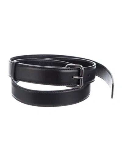 Pre-owned Dior Skinny Leather Waist Belt In Black