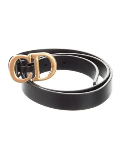 Pre-owned Dior Skinny Leather Waist Belt In Black