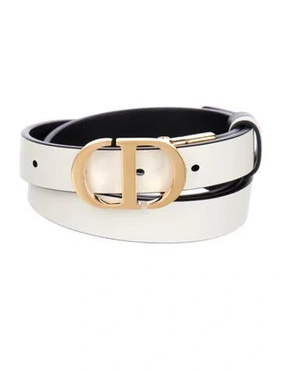 Pre-owned Dior Skinny Leather Waist Belt In Black/white
