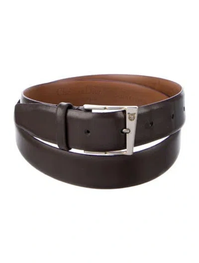 Pre-owned Dior Skinny Leather Waist Belt In Brown