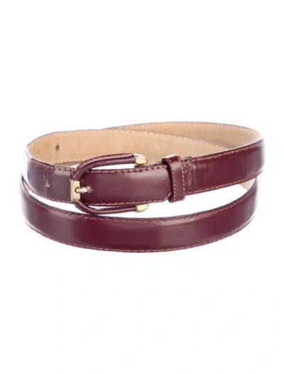 Pre-owned Dior Skinny Leather Waist Belt In Burgundy