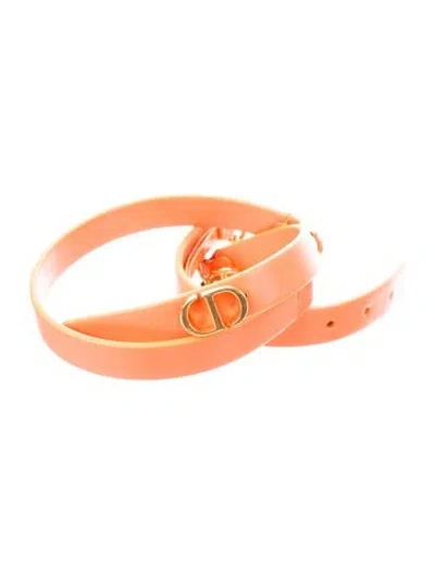 Pre-owned Dior Skinny Leather Waist Belt In Orange
