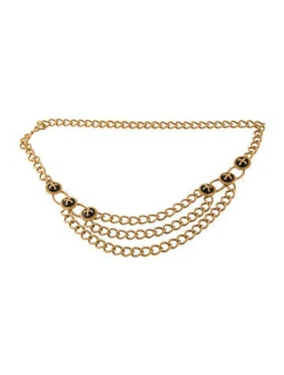Pre-owned Dior Skinny Metal Chain-link Belt In Gold