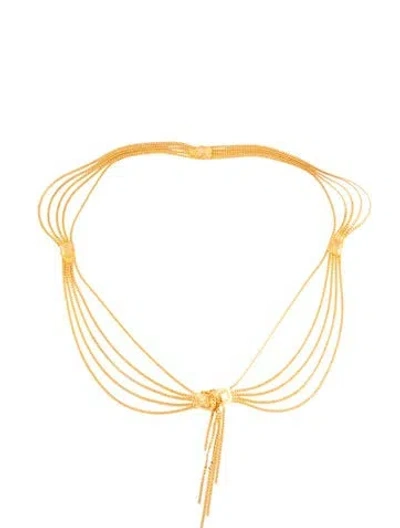 Pre-owned Dior Skinny Metal Chain-link Belt In Gold
