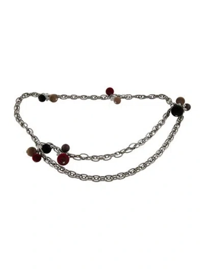 Pre-owned Dior Skinny Metal Chain-link Belt In Silver