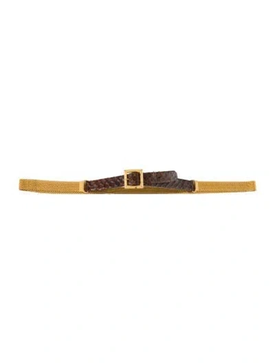 Pre-owned Dior Skinny Metal Waist Belt In Gold