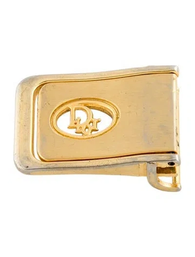 Pre-owned Dior Skinny Metal Waist Belt In Gold