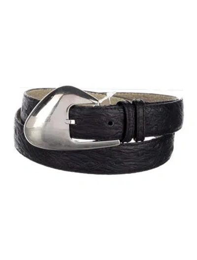 Pre-owned Dior Skinny Ostrich Belt In Black