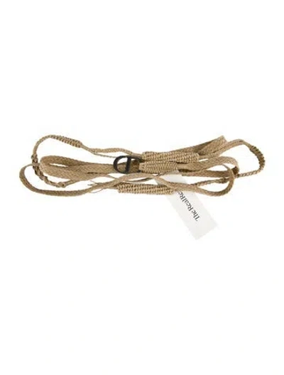 Pre-owned Dior Skinny Raffia Belt In Neutral