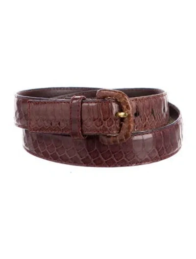 Pre-owned Dior Skinny Snakeskin Belt In Red