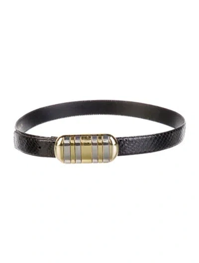 Pre-owned Dior Skinny Snakeskin Waist Belt In Black