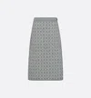 Dior High Waist Geometric Pattern Skirt With Side Button Detail