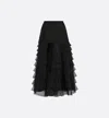 Dior High Waist Sheer Layered Ruffled Skirt In Black