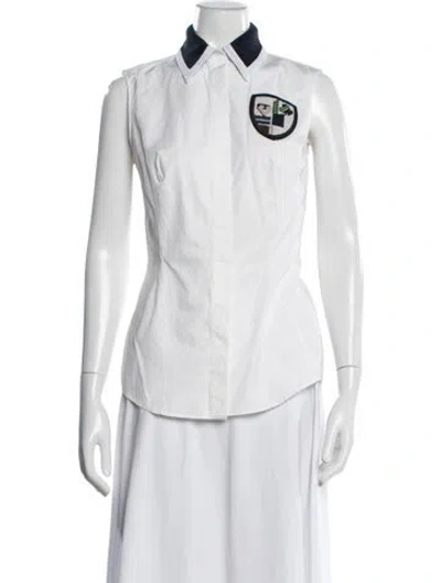 Pre-owned Dior Sleeveless Button-up Top In White